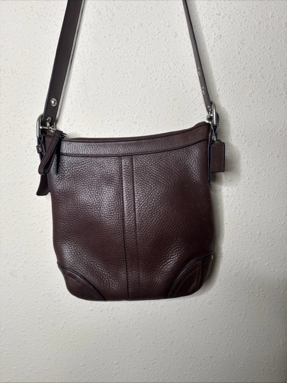 COACH PEBBLE Brown Leather Silver Tone Hardware CROSSBODY Bag F12319 - Picture 12 of 15